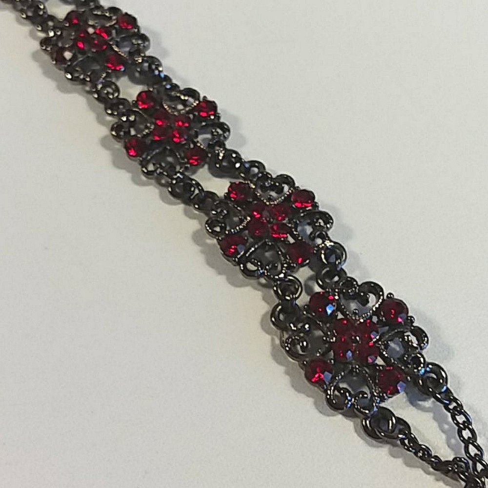 Red Victorian Metal Filagree Bracelet